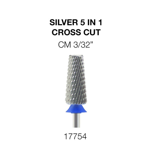 Silver 5 in 1 Nail Filing Bit - 3/32" Cross Cut