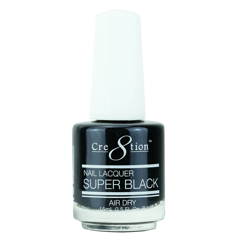 Cre8tion Nail Lacquer SUPER BLACK Air Dry 0.5oz